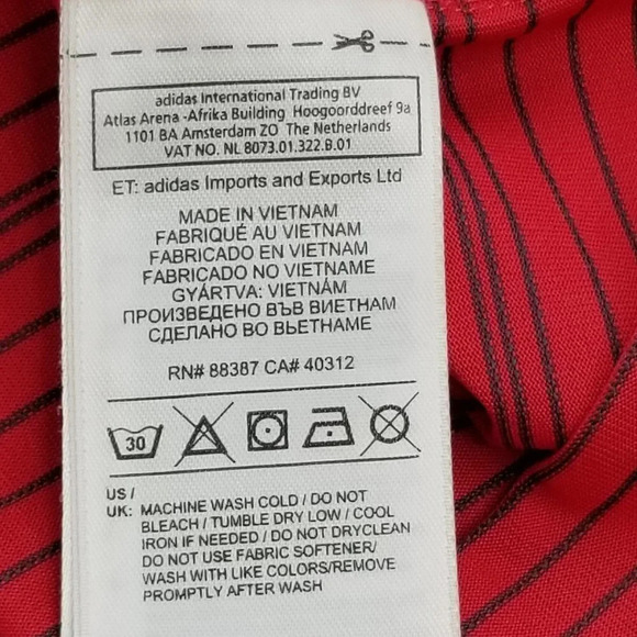 Adidas Golf 2XL Red Black Striped Embroidered Logo - Picture 8 of 8